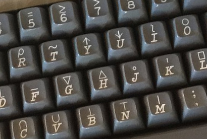 Close-up of an APL keyboard