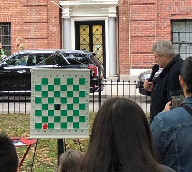 A chess lecture in Washington Square Park